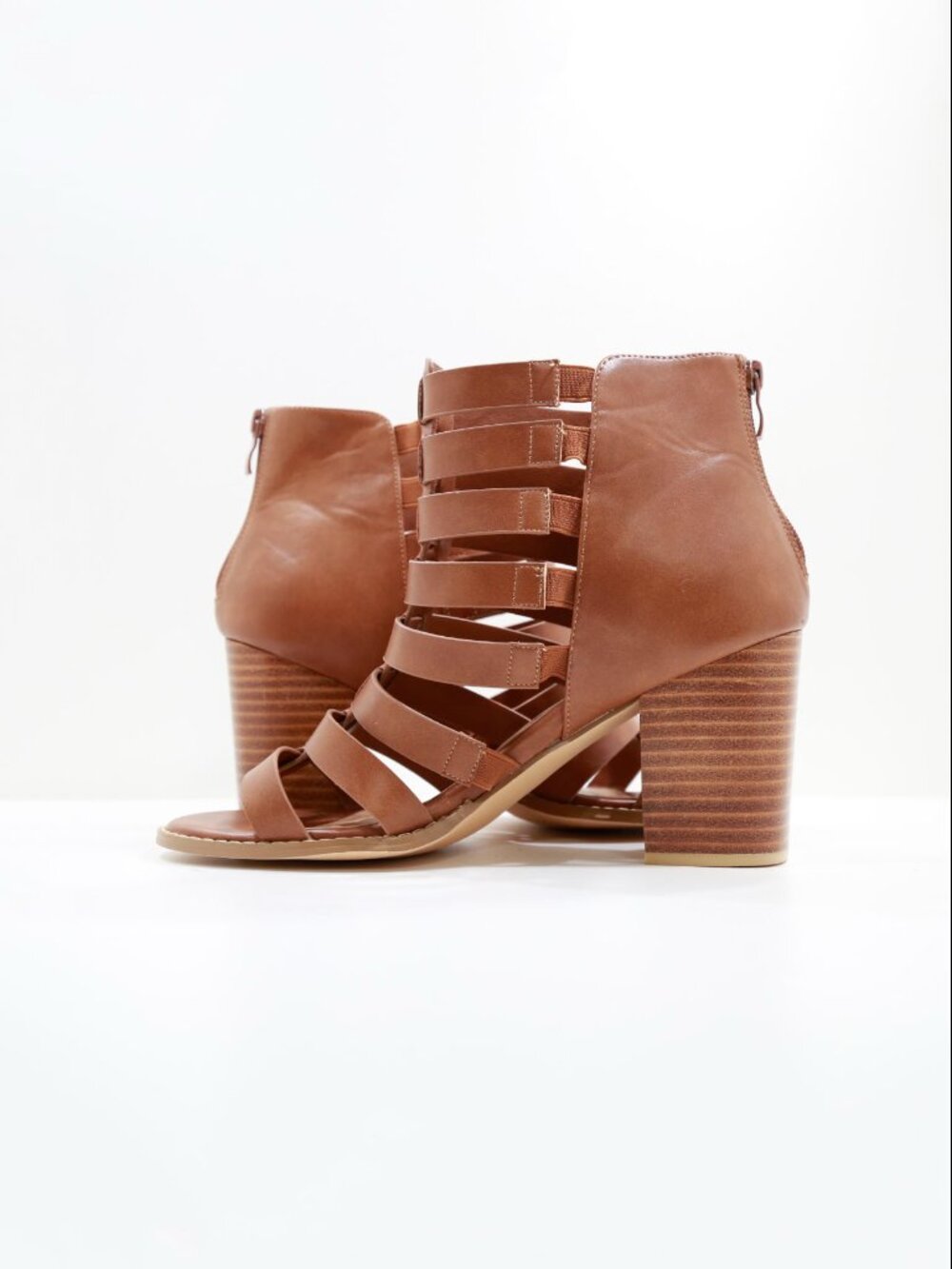 Torrid Brown Faux Leather 4" Block Heel Cage Sandals - 11 WW - Picture 5 of 7